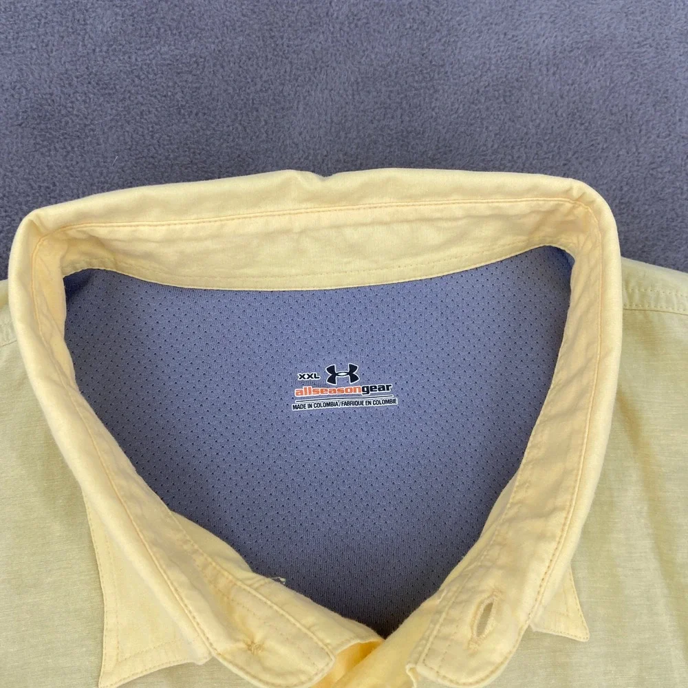 Under Armour Mens XXL Yellow AllSeasonGear Long‎ Sleeve Fishing Shirt Ventilated